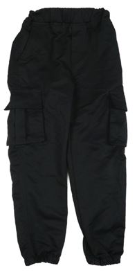 Černé plátěné cargo cuff kalhoty 