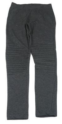 Tmavošedé melírované teplákové zateplené legíny YOUNG IDOLS