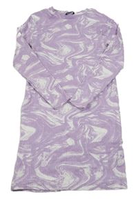 Levandulovo-bílé batikované žebrované šaty George