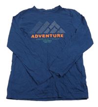 Tmavomodré triko s nápisy PRIMARK