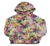 Barevná batikovaná oversize mikina s graffiti a kapucí Next