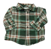 Khaki-bílo-šedo-béžovo-červená kostkovaná košile GYMBOREE.