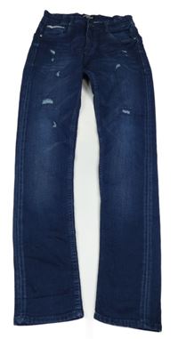 Tmavomodré skinny teplákové rifle s prošoupáním CAMPUS