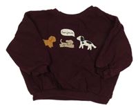 Tmavovínová oversize mikina s pejsky H&M