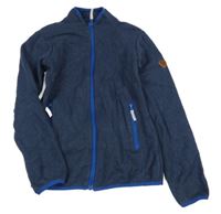 Tmavomodrá melírovaná funkční propínací mikina s nášivkou FIT-Z