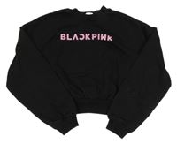 Černá oversize crop mikina s nápisem H&M