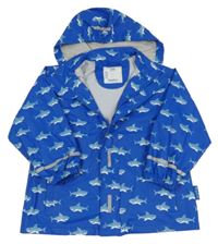 Cobaltově modrá nepromokavá bunda se žraloky a odepínací kapucí Playshoes