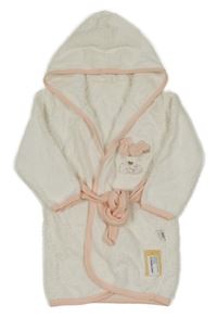 Nové - bílo-světlerůžový froté župan se zajíčkem a kapucí