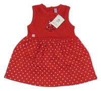 Nové - červené šaty s beruškou a puntíky