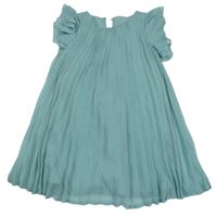 Modrošedé plisované šaty s volánky H&M