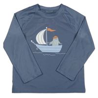 Tmavošedé UV tričko s lodí s mrožem