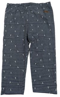 Tmavomodro-bílé pruhované melírované capri legíny s kotvami YIGGA