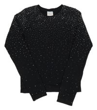 Černé triko s kamínky ZARA