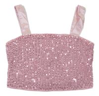 Světlerůžový flitrový crop top Shein 