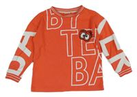 Tmavooranžová oversize mikina s logy a očima a pruhy TED BAKER