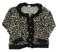 Krémovo-černý propínací svetr s leopardím vzorem a volány H&M