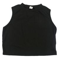 Černý žebrovaný crop top Shein