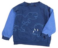 Tmavomodro-modrá mikina s dinosaury M&S