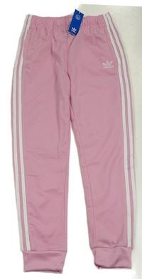 Růžové sportovní tepláky s logem Adidas