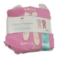 Nové - 2x růžové pyžamo - s baletními piškoty + s baletkami Primark