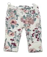 Bílé květované tregíny H&M