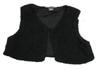 Černá huňatá podšitá crop vesta Primark