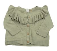 Zelenošedý propínací svetr s volánky H&M