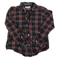 Černo-červeno-bílá kostkovaná košile s výšivkou H&M