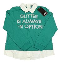 Nové - Zelená lehká mikina s nápisem a halenkou JBC