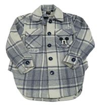 Modro-bílá kostkovaná košilová flaušová bunda s Mickeym Primark