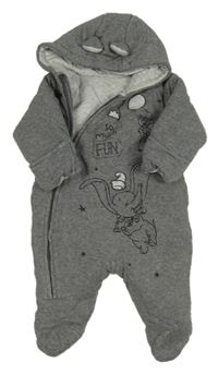 Tmavošedo-šedá pruhovaná zateplená kombinéza s Dumbem a kapucí George