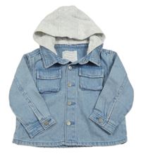 Modro-světlešedá riflová bunda s teplákovou kapucí Primark