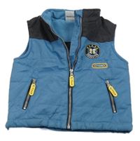 Modro-antracitová šusťáková zateplená vesta s nášivkami Papagino