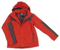 Červeno-tmavošedá šusťáková jarní funkční bunda s kapucí Trespass