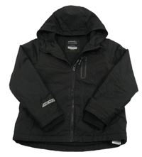 Černá pruhovaná šusťáková zateplená bunda s kapucí Primark