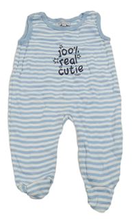 Světlemodro-bílé pruhované dupačky s nápisem a hvězdami