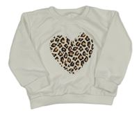 Bílá mikina se vzorovaným srdcem