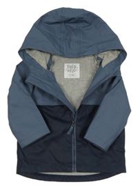 Modrošedo-tmavomodrá nepromokavá jarní bunda s kapucí F&F