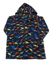 Tmavomodrá fleecová propínací funkční mikina se žraloky a kapucí Mountain Warehouse