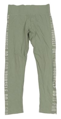 Zelenošedé legíny s nápisy George