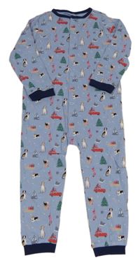 Modrý overal se psy a stromky