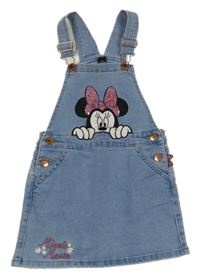 Modré riflové laclové šaty s Minnie s flitry Primark