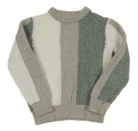 Šedo-khaki-bílý vlněný svetr Reiss