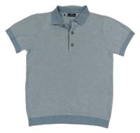 Modré vzorované pletené polo tričko Next