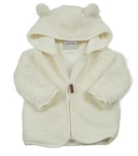 Smetanová chlupatá podšitá propínací mikina s kapucí Topomini