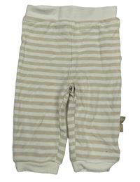 Smetanovo-béžové pruhované lehké tepláky