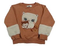 Hnědá mikina se sovami s flitry C&A