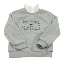 Šedá melírovaná mikina s nápisem a rolákem Shein