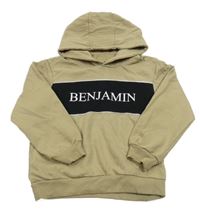 Pískovo-černá mikina s nápisem a kapucí Studio