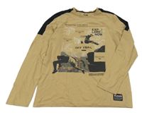 Hnědo-černé triko s kluky C&A